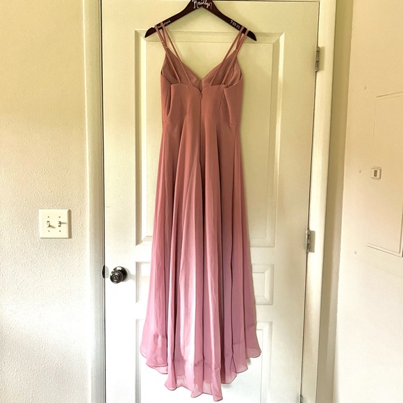 Formal Dress — A-Line V-neck Asymmetrical Chiffon, Cascading Ruffles, Size 6(US) - Picture 5 of 8